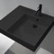 Black Ceramic Wall Mounted or Vessel Sink With Counter Space